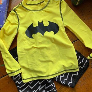 Batman Rash Guard and coordinating Swim Trunks Set